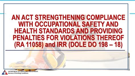 The OSH Info Series on RA 11058 and DO 198.